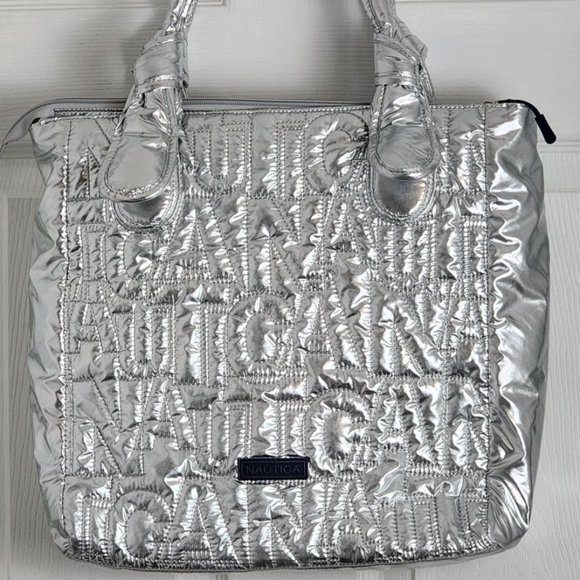 Nautica Leah Metallic Silver Tote - Picture 1 of 5